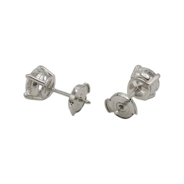 GIA Certified 2.12 Carat F SI2 Round Natural Diamond Four Prong Stud Earrings - Image 2