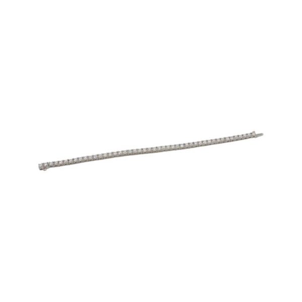 14 Karat White Gold 8.00 Carat Natural Diamond Tennis Line Bracelet - Image 3