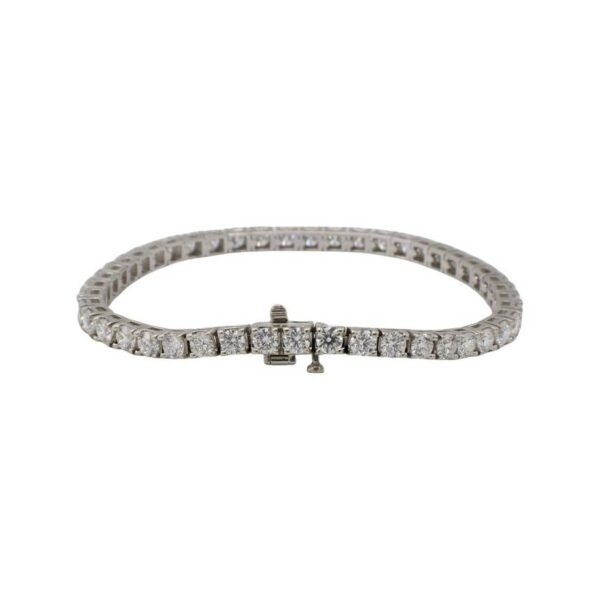 14 Karat White Gold 8.00 Carat Natural Diamond Tennis Line Bracelet - Image 2