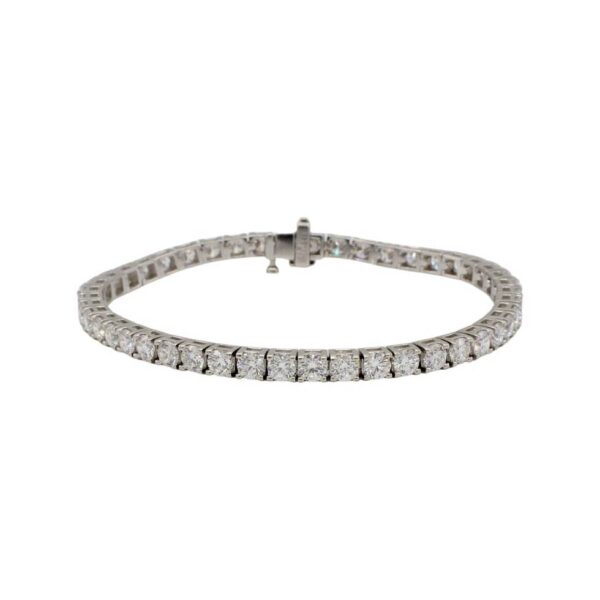 14 Karat White Gold 8.00 Carat Natural Diamond Tennis Line Bracelet