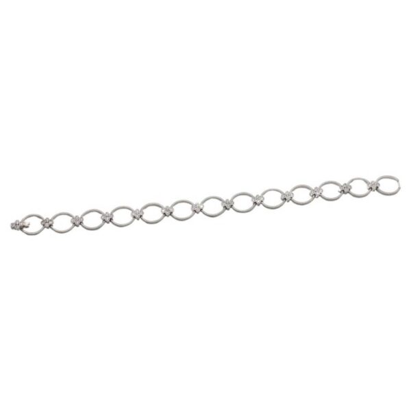 Leslie Greene 18 Karat White Gold 1.00 Carat Natural Diamond Circle Link Bracelet - Image 2
