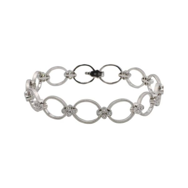 Leslie Greene 18 Karat White Gold 1.00 Carat Natural Diamond Circle Link Bracelet