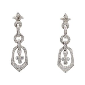 18 Karat White Gold Natural Diamond Chandelier Dangle Drop Earrings