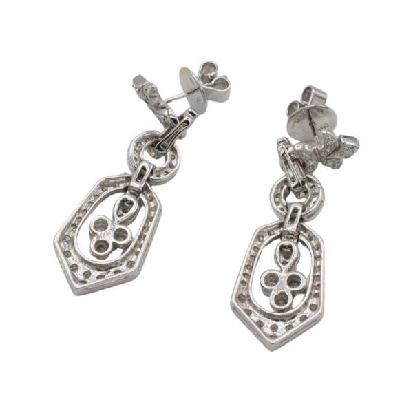 18 Karat White Gold Natural Diamond Chandelier Dangle Drop Earrings - Image 3