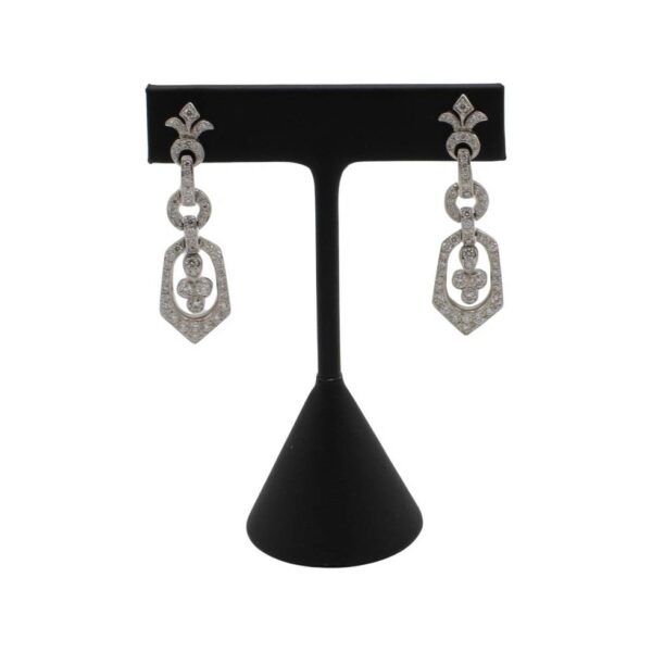 18 Karat White Gold Natural Diamond Chandelier Dangle Drop Earrings - Image 2