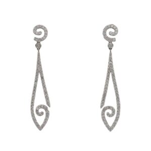 18 Karat White Gold 1.50 Carat Natural Diamond Dangle Drop Earrings