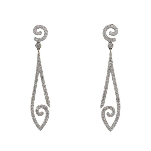 18 Karat White Gold 1.50 Carat Natural Diamond Dangle Drop Earrings