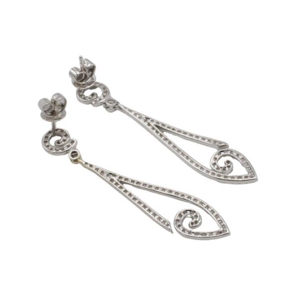 18 Karat White Gold 1.50 Carat Natural Diamond Dangle Drop Earrings - Image 3